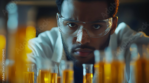 Scientist examining test tu...