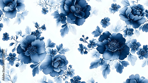 A floral pattern featuring ...