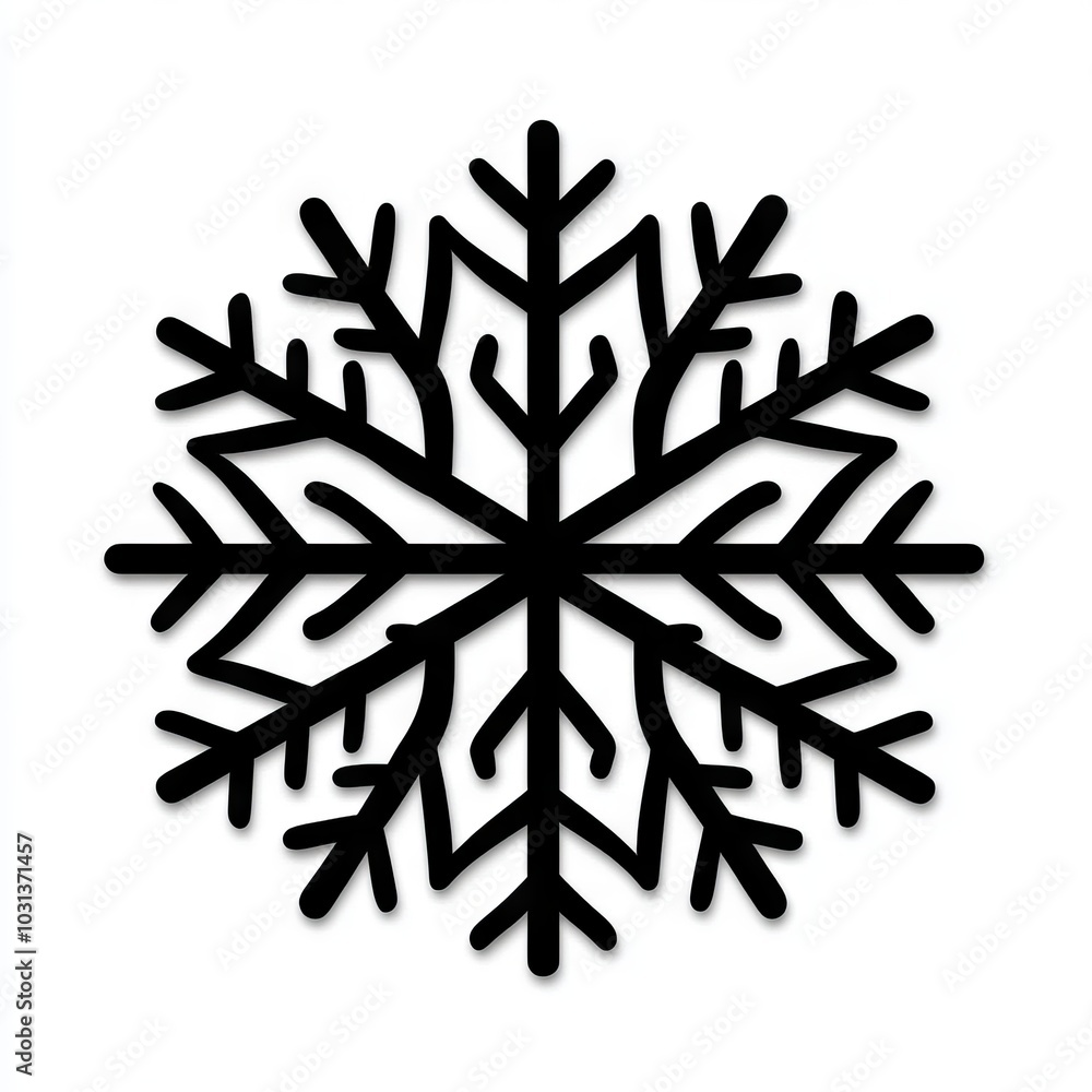 A black snowflake design, featuring intricate, symmetrical patterns. A black snowflake design, featuring intricate, symmetrical patterns.
