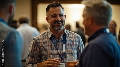 Wallpaper Mural A dynamic shot of a franchise owner attending a regional franchise conference, networking with other franchisees Torontodigital.ca