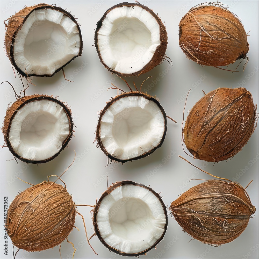a bunch of coconuts sitting on top of a table a bunch of coconuts sitting on top of a table
