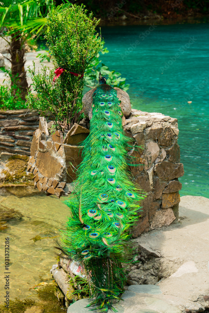Obraz premium Picturesque ponds with clear water and lush greenery