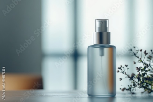 Glass Spray Bottle Mockup with Natural Light.