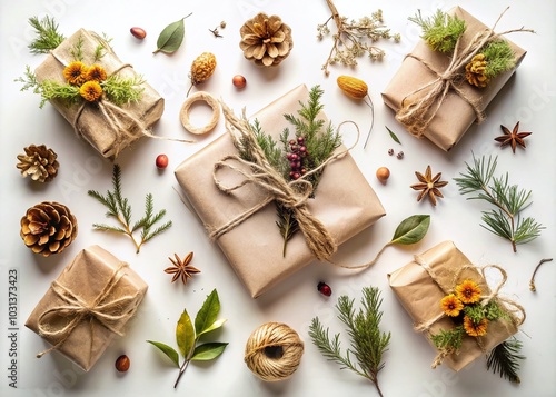 Wallpaper Mural Eco-Friendly Gift Wrapping with Rustic Decorations for Holiday Designs in Drone Photography Torontodigital.ca