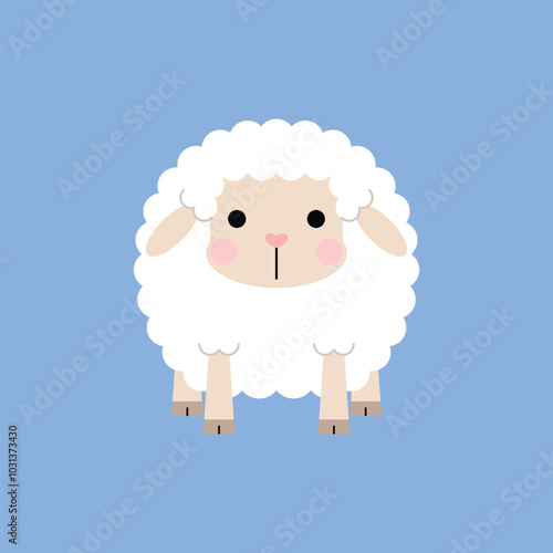 Cute cartoon sheep character. Vector illustration.