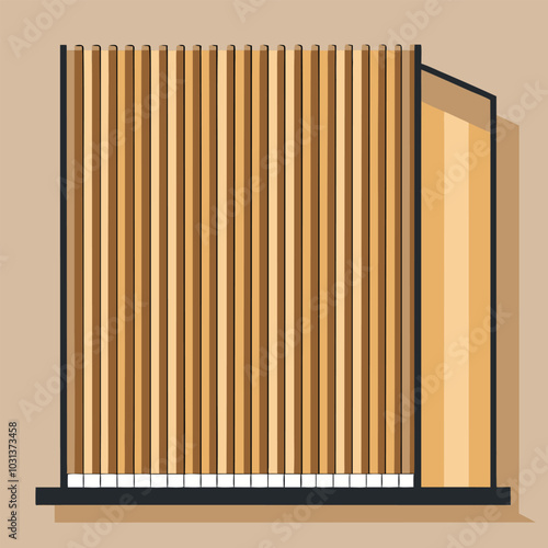 Elegant Vertical Wooden Panels Modern Wall Design with Warm Tones