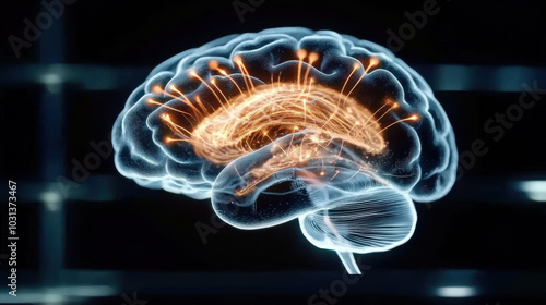 Wallpaper Mural stunning digital  of a human brain showcasing neural activity Torontodigital.ca