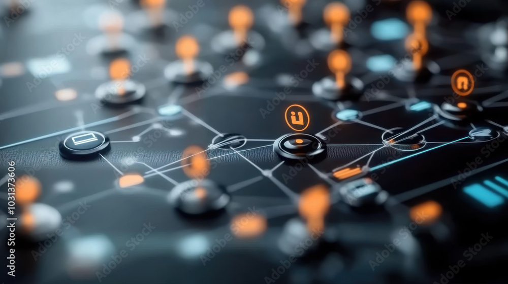 close-up view of a modern digital network connecting close-up view of a modern digital network connecting