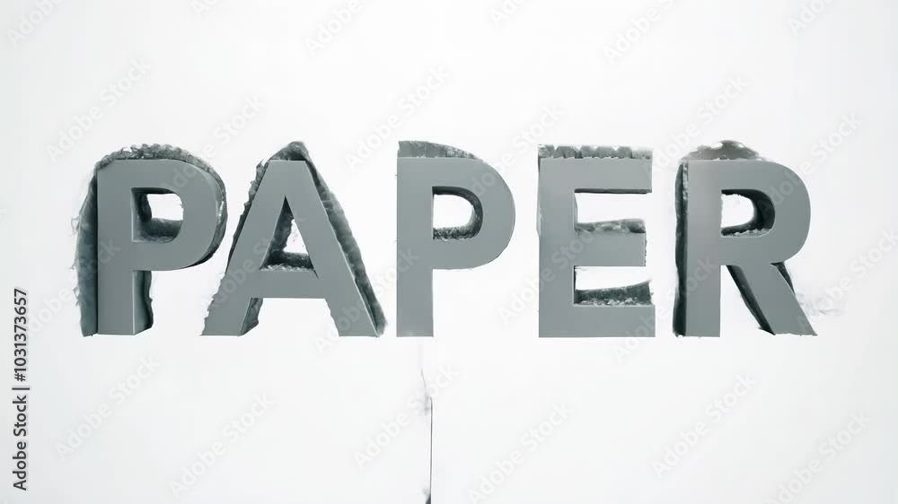 Paper Letters Shattering with Water Impact in Slow Motion