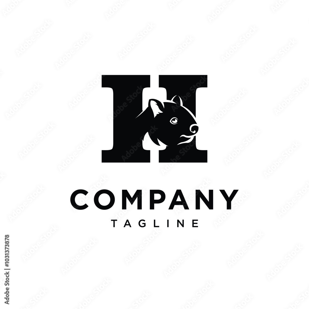 Letter H Wombat Logo Icon Vector Letter H Wombat Logo Icon Vector