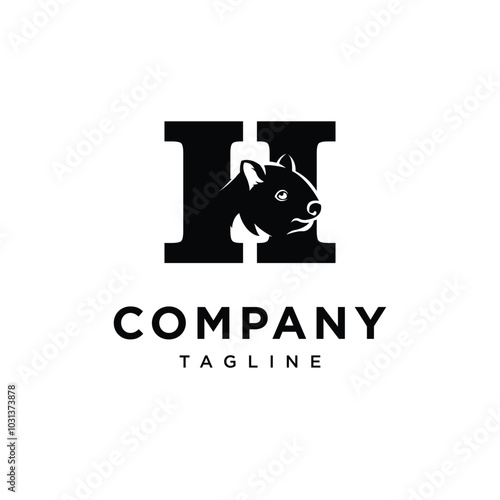 Letter H Wombat Logo Icon Vector