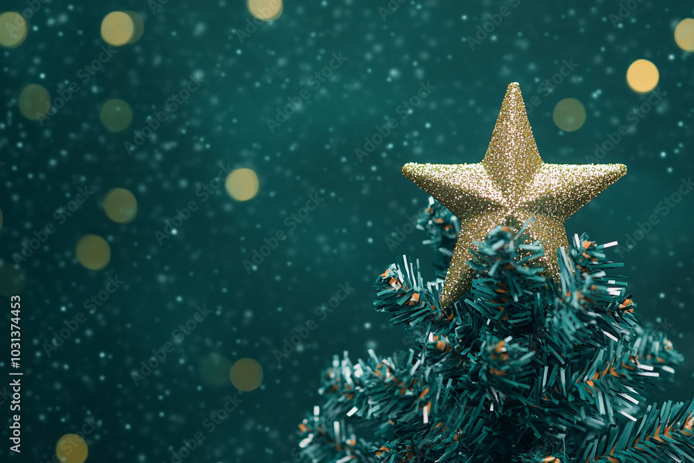 Christmas tree, green color background