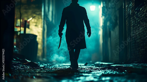 A shadowy figure wielding a...