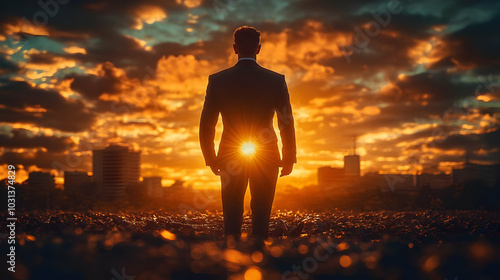 Silhouette of a man in a su...