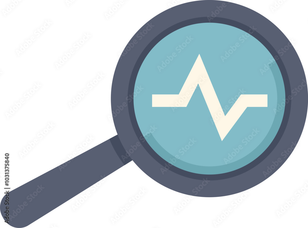 Magnifying glass is magnifying a heartbeat symbol, representing the concept of medical research Magnifying glass is magnifying a heartbeat symbol, representing the concept of medical research
