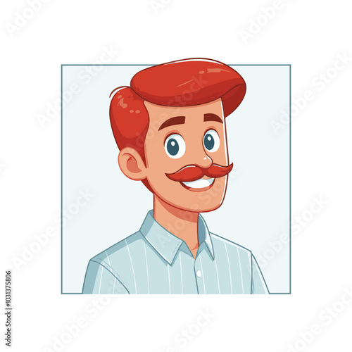 young man vector mascot icon. Happy funny smiling cartoon character mature man happy face illustration