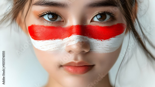 Young woman with face paint...