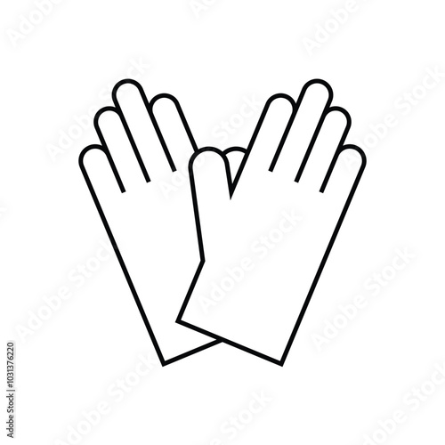 Latex hand gloves line icon. Simple outline style. Medical, cleaning, rubber, surgeon, chemical, safety protective concept. Vector illustration isolated on white background. 