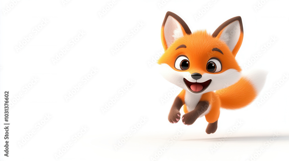 playful cartoon style baby fox joyfully chasing its own tail, showcasing vibrant orange fur and expressive face. This adorable character brings sense of fun and whimsy playful cartoon style baby fox joyfully chasing its own tail, showcasing vibrant orange fur and expressive face. This adorable character brings sense of fun and whimsy