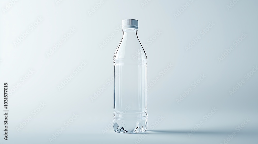 Transparent Plastic Bottle on Minimal Background Transparent Plastic Bottle on Minimal Background