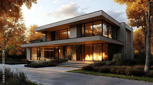 Modern house surrounded by ...
