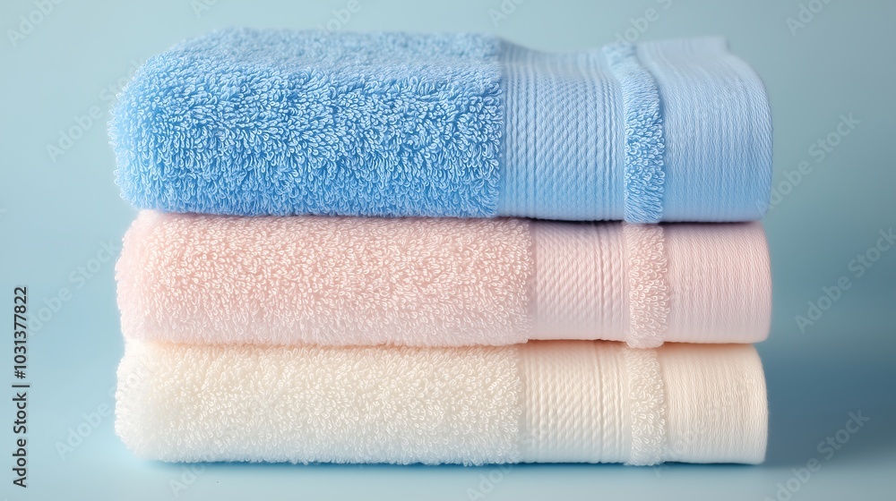 Folded Towels in Pastel Colors Folded Towels in Pastel Colors