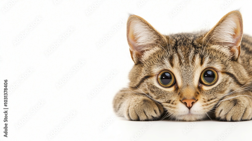 Playful Tabby Cat with Perked Ears - Dynamic Front View Playful Tabby Cat with Perked Ears - Dynamic Front View