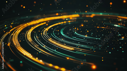 Wallpaper Mural Abstract black background with Colorful circle lines. Digital future technology . Abstract business connection of lines from nodes innovation of communication in the network. Torontodigital.ca