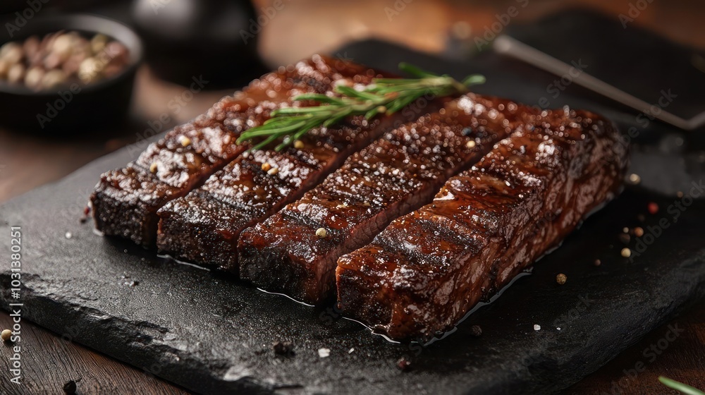 a large piece of meat sitting on top of a cutting board a large piece of meat sitting on top of a cutting board