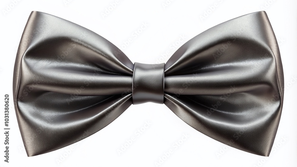 Elegant Dark Gray Satin Bow Tie on Transparent Background - Fashion Accessory Elegant Dark Gray Satin Bow Tie on Transparent Background - Fashion Accessory
