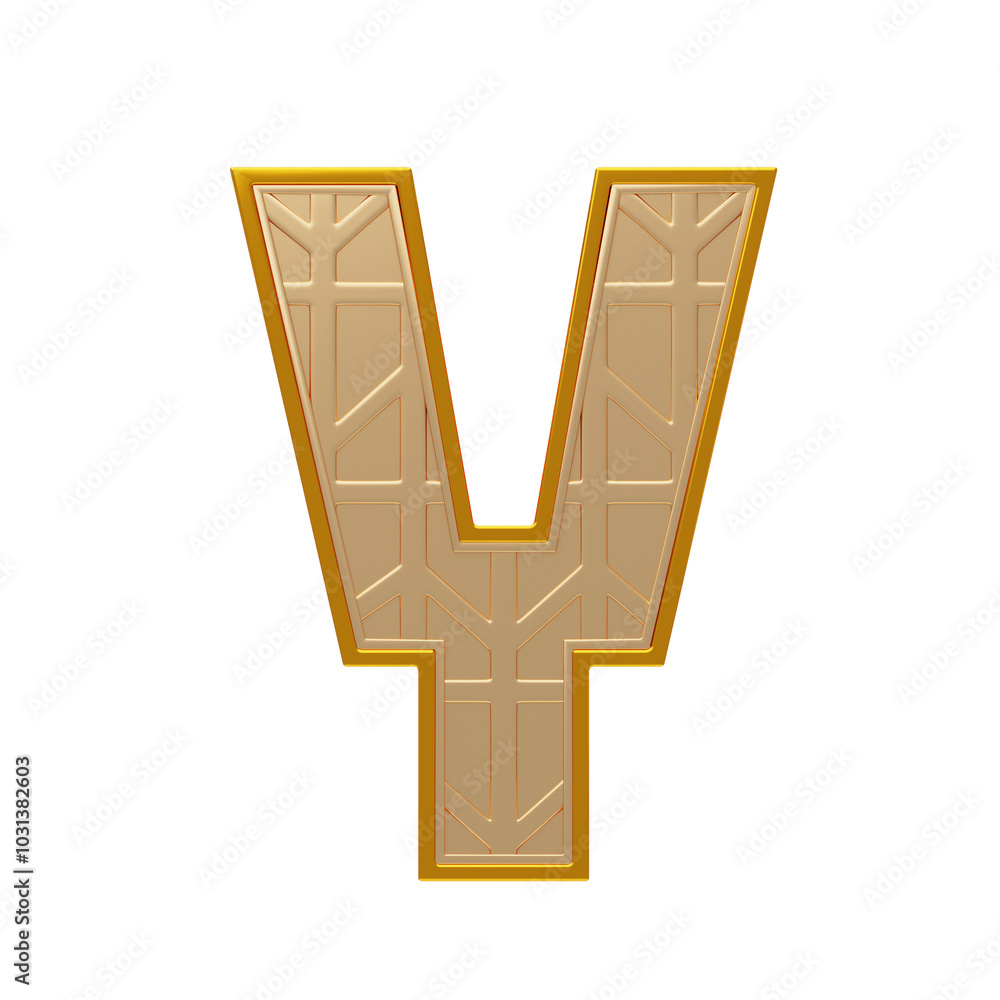 Geometric Gold 3D Alphabet Y. 3D Icon Geometric Gold 3D Alphabet Y. 3D Icon