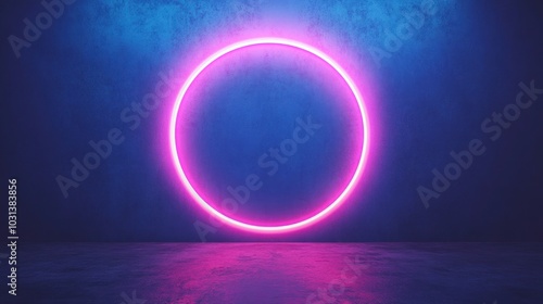 Captivating neon circular light against a vibrant background for modern digital art and design projects