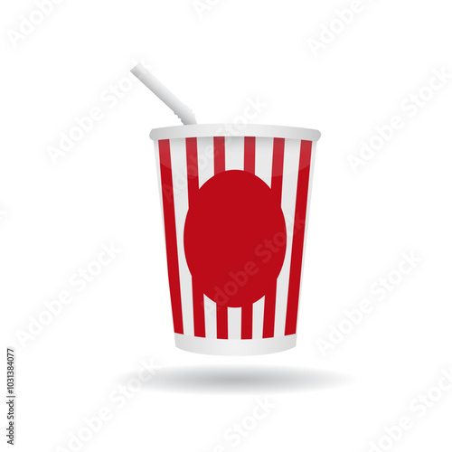 red and white plastic cups isolated on white background