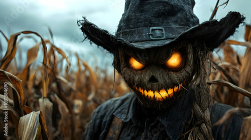 Scarecrow with glowing eyes...