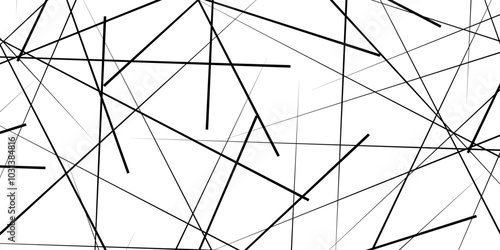 Random chaotic lines. Abstract geometric pattern. Outline monochrome texture. Trendy random diagonal lines image. Random chaotic lines. Abstract