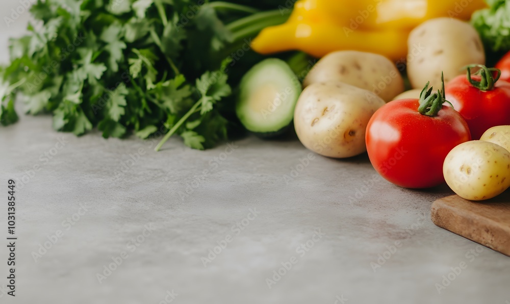 Fresh organic raw vegetables are on a table, Generative AI Fresh organic raw vegetables are on a table, Generative AI
