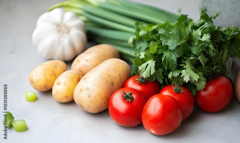 Fresh organic raw vegetables are on a table, Generative AI Fresh organic raw vegetables are on a table, Generative AI