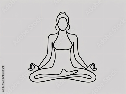 This linear sketch artistically represents feminine grace in yoga form.