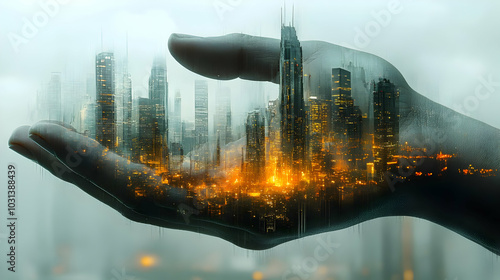A hand cradles a glowing ci...