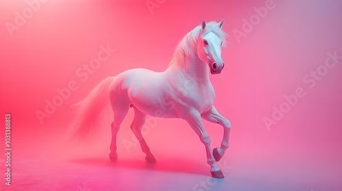 A majestic white horse in a...