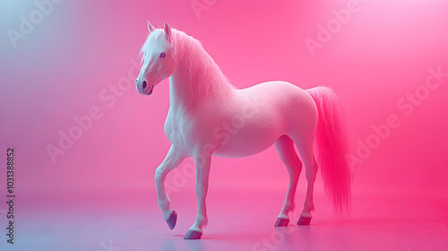 A pink and blue stylized ho...