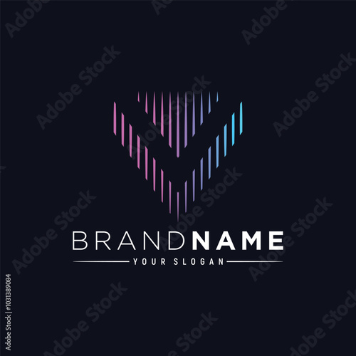 letter v audio logo design element vector template