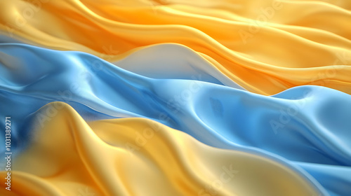 Flowing fabric in blue and ...
