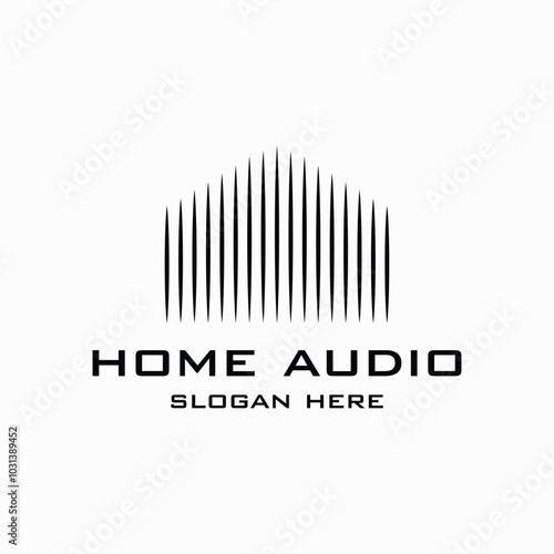 home audio logo design element vector template