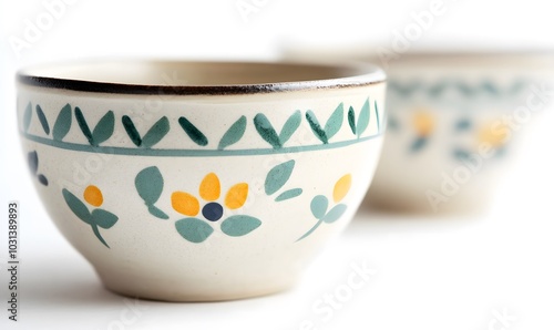 Hungarian rustic painted ceramics on a white background, Generative AI