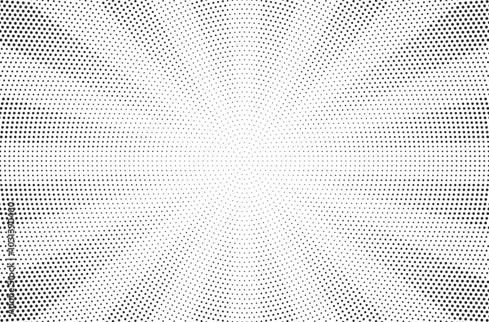 Obraz premium Halftone texture dot radial background, cartoon comic retro pop art dot border, halftone shadow