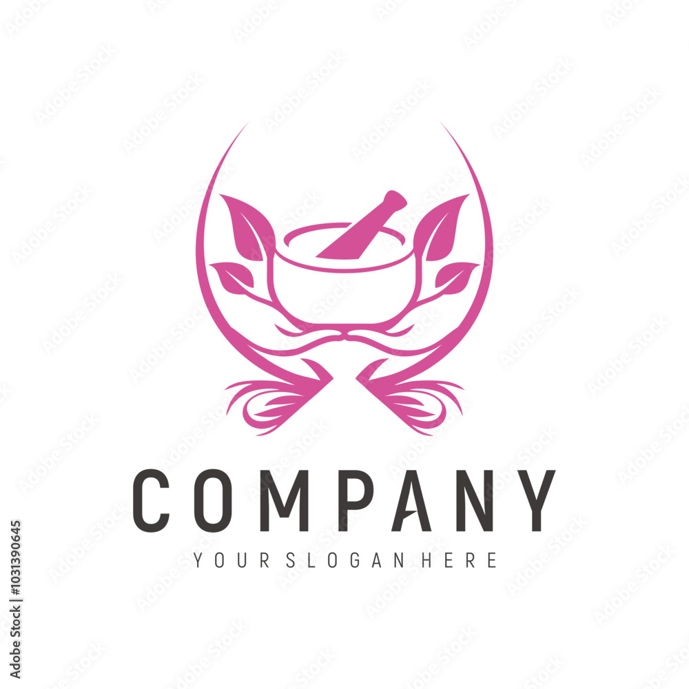 Fototapeta premium herbal medicine logo design element vector template