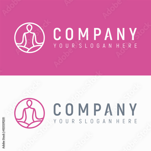 people yoga logo design element vector