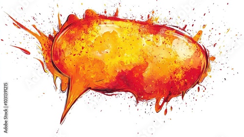 A vibrant speech bubble with a splash effect, suggesting communication and creativity.