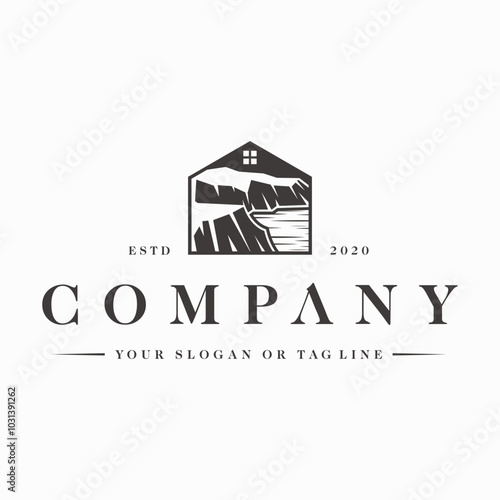 river cliff logo design element vector template